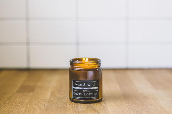 wax & wool Candle English Lavender - 9 oz Pure Soy Wax Candle