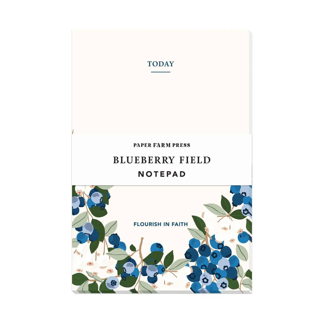 Paper Farm Press Notepad "Flourish in Faith" Blueberry Field Notepad