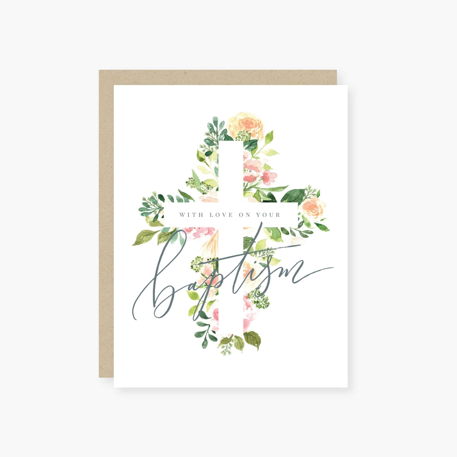 2021 Co. Card single card Floral Cross Baptism Card