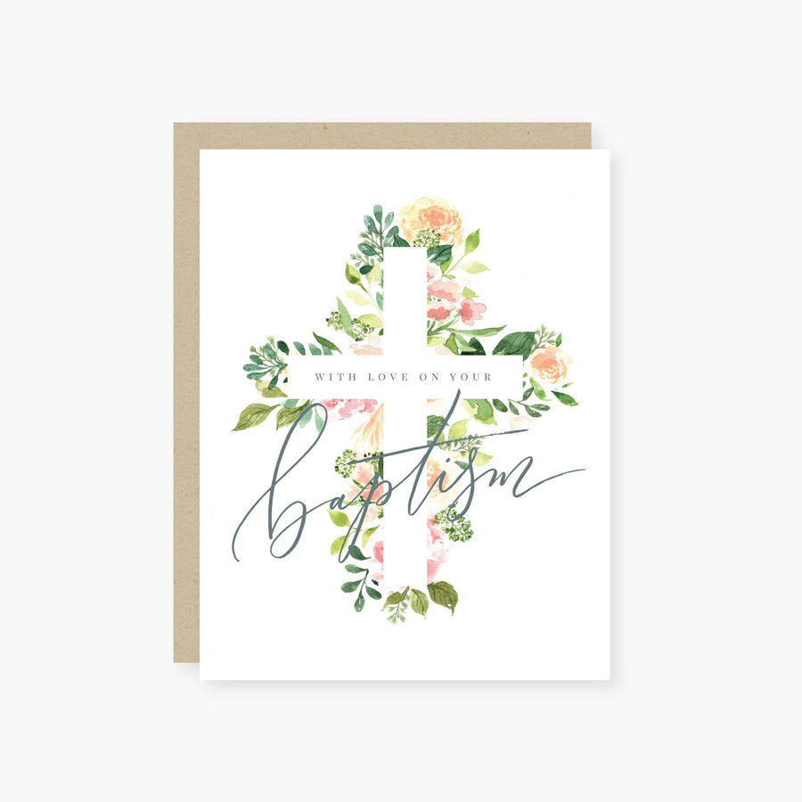 2021 Co. Card single card Floral Cross Baptism Card