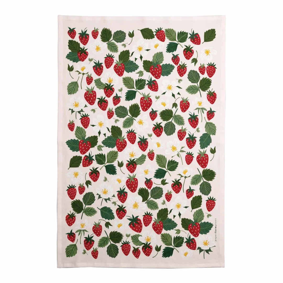 Paper Farm Press Tea Towel Strawberry Patch Tea Towel