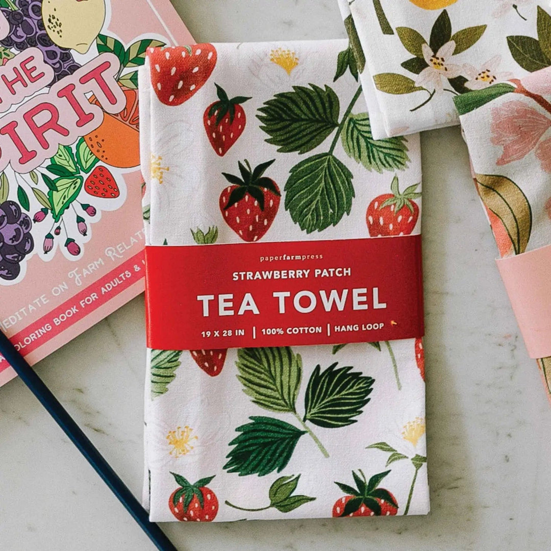 Paper Farm Press Tea Towel Strawberry Patch Tea Towel