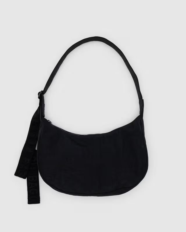 Medium Nylon Crescent Bag | Black