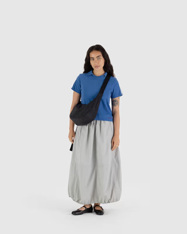 Medium Nylon Crescent Bag | Black