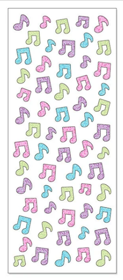 Glitter Musical Notes Sticker Sheet