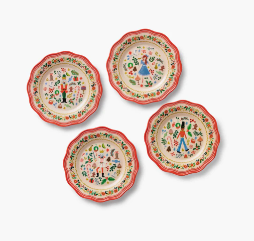 Holly Jolly Nutcracker Assorted Melamine Dessert Plates
