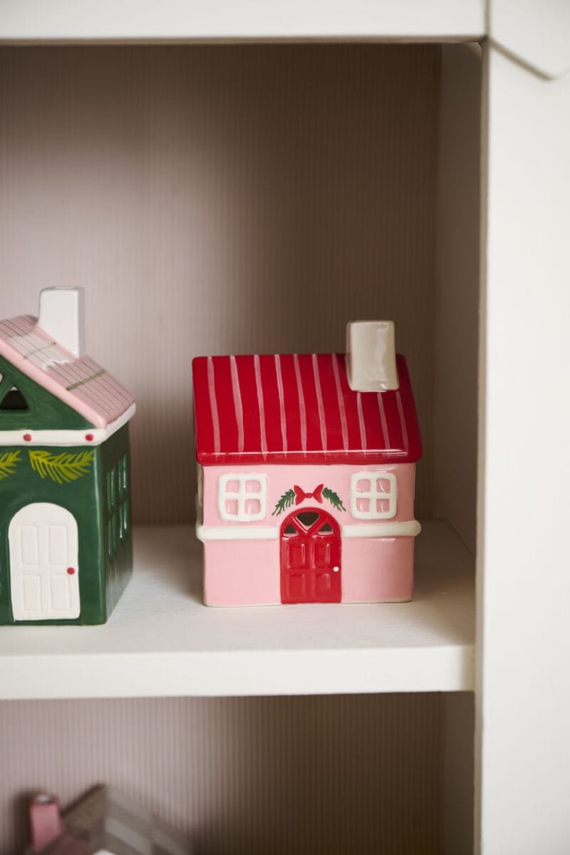 Accent Decor Holiday Decor Merrivale House Figurine - Pink