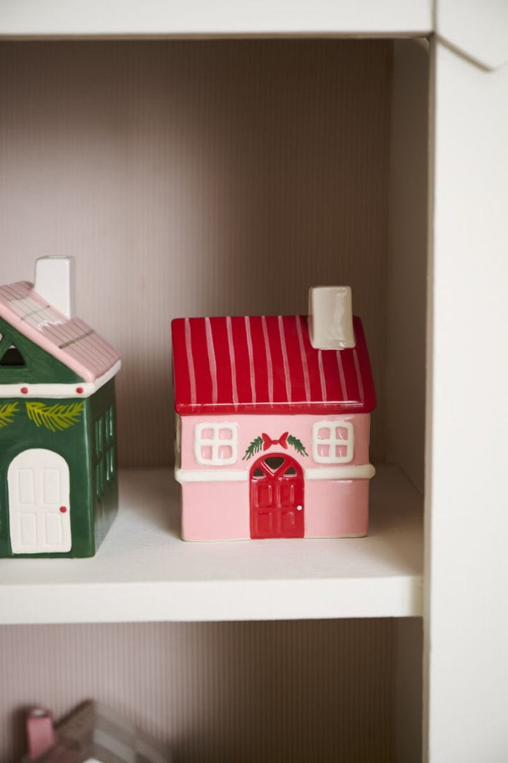 Accent Decor Holiday Decor Merrivale House Figurine - Pink