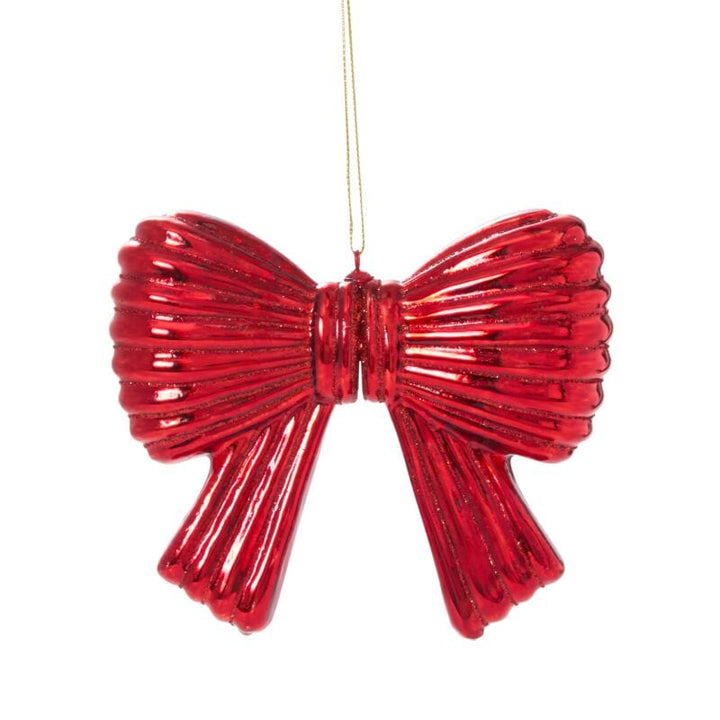 Accent Decor Ornament Metallic Bow Ornament - Red