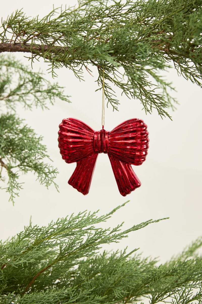 Accent Decor Ornament Metallic Bow Ornament - Red
