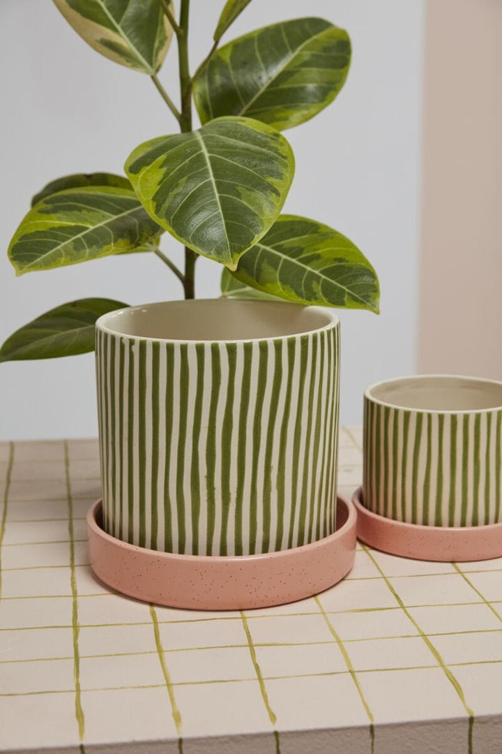 Accent Decor Pots & Planters Melancia Pot with Saucer 7.75"x 7"