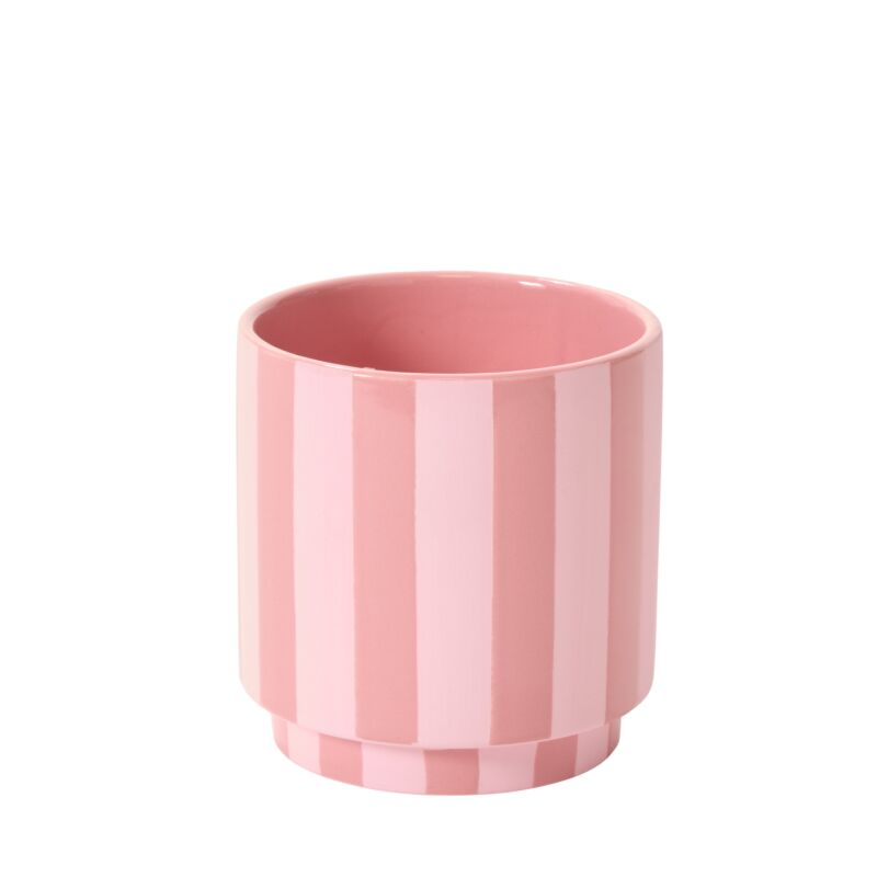 Accent Decor Pots & Planters Pink Striped Pot 5"x 5.25"