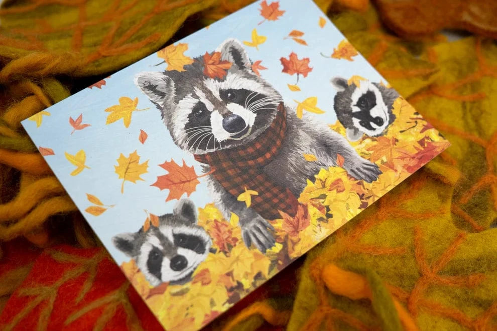 Allport Cards Raccoon Family Card