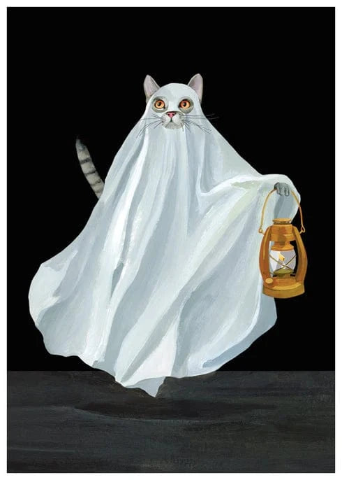 Allport Holiday Cat Ghost Halloween Card