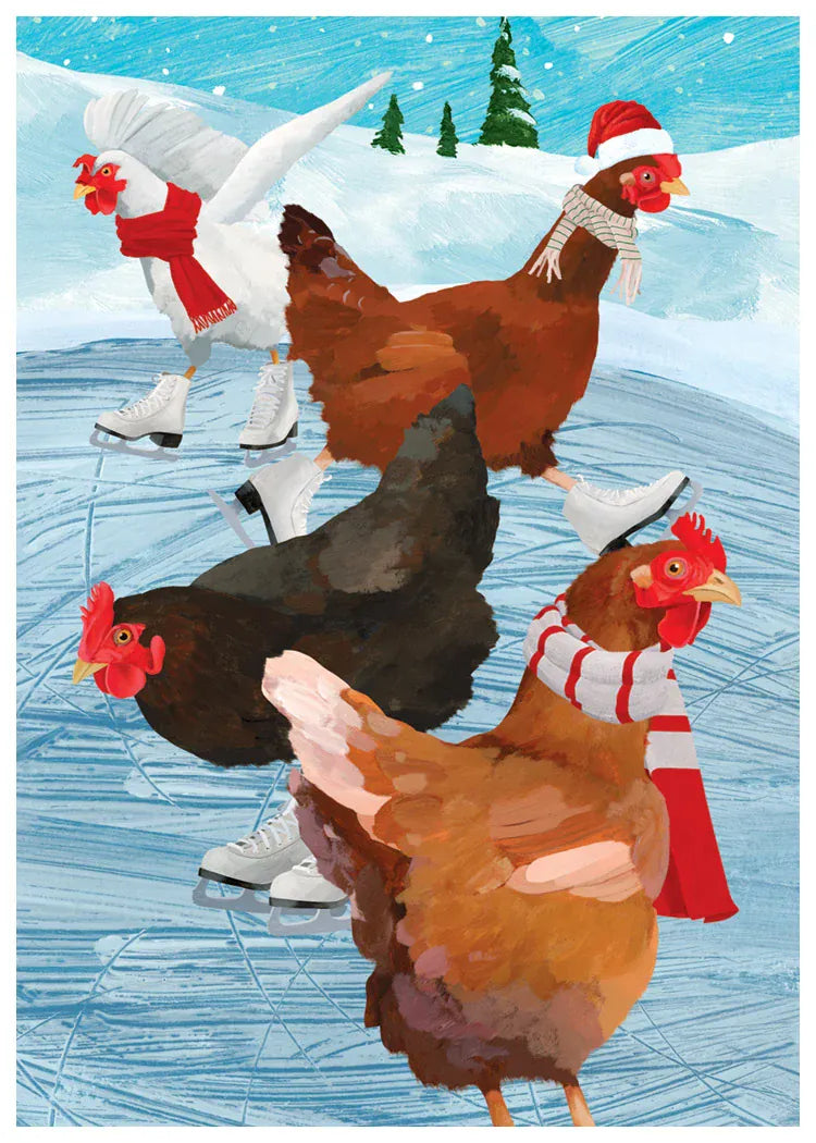 Allport Holiday Chickens on Ice Boxed Holiday Cards