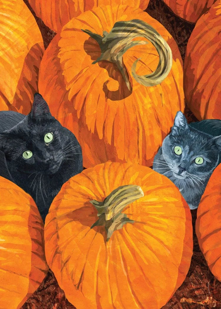 Allport Holiday Pumpkin Cats Halloween Card
