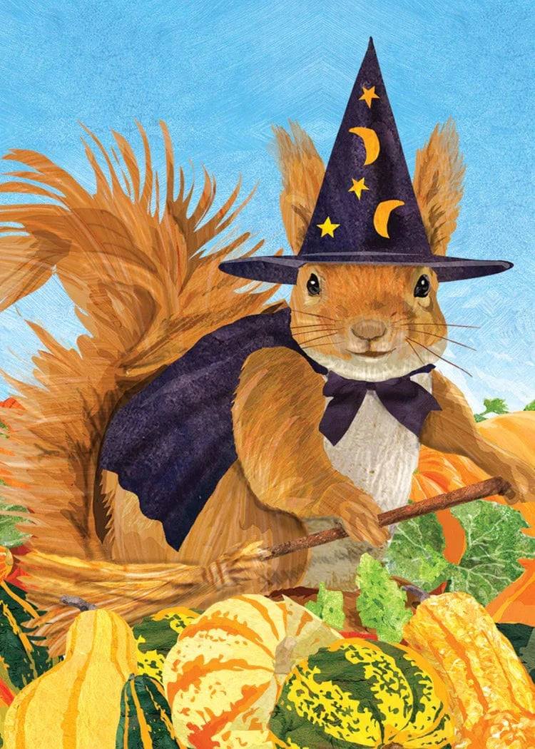 Allport Holiday Squirrel Witch Halloween Card