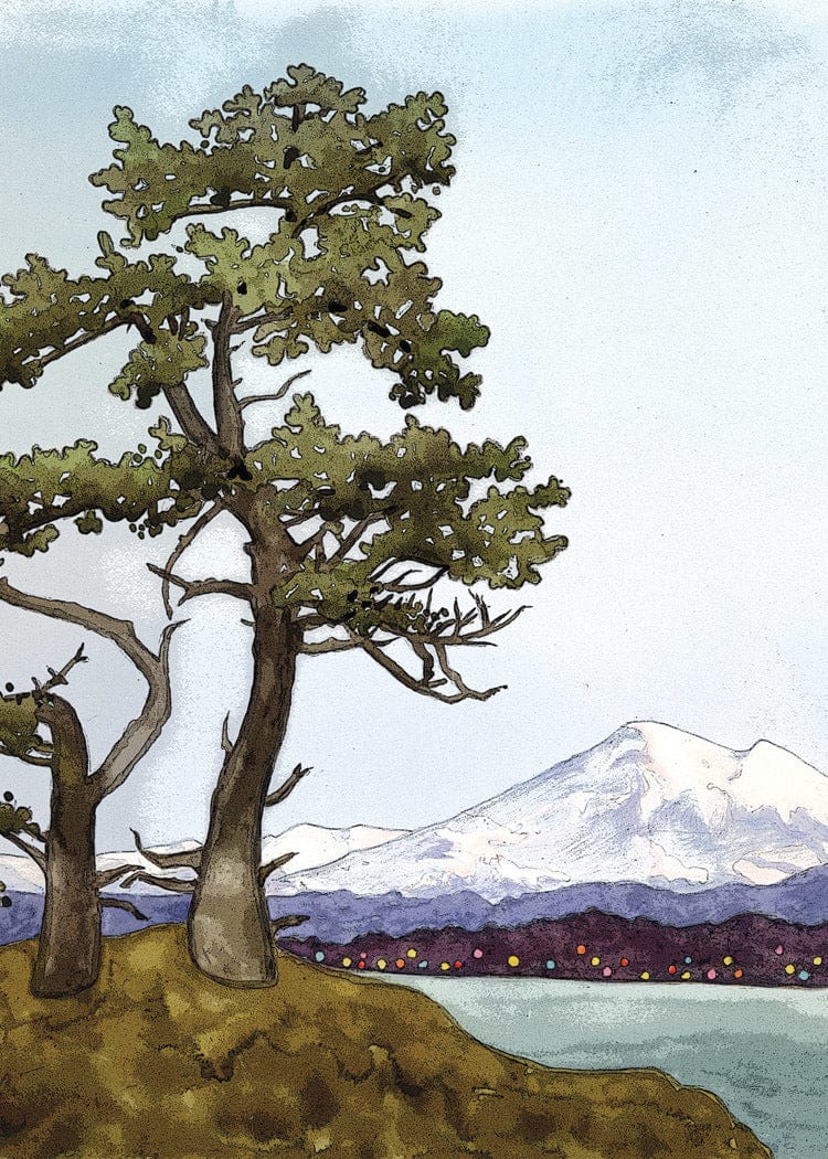 Allport Holiday Tree with Mountain View  Boxed Holiday Cards