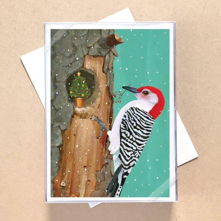 Allport Holiday Woodpecker Deck the Halls Boxed Holiday Cards