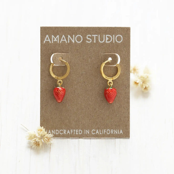 Amano Studio Earrings Strawberry Huggie Hoops