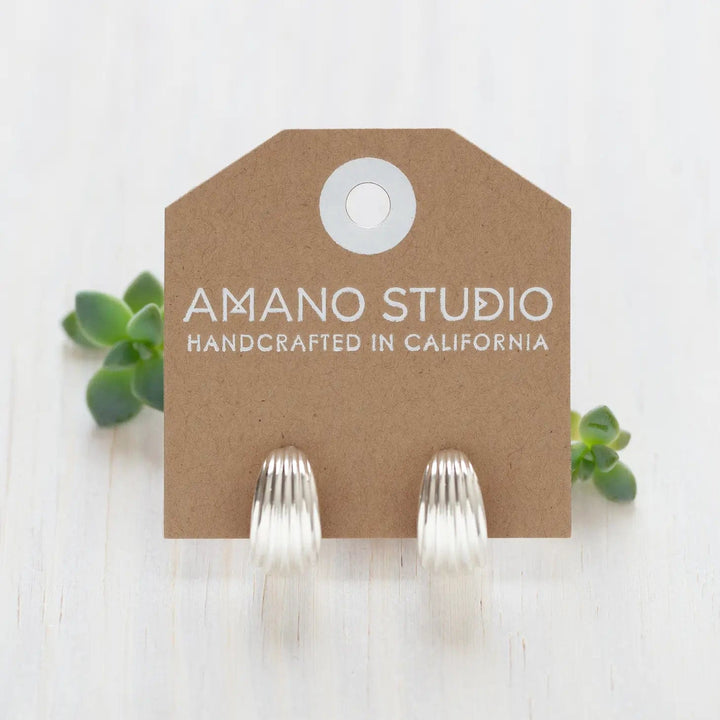 Amano Studio Earrings Vintage Ribbed Shell Hoop Earrings