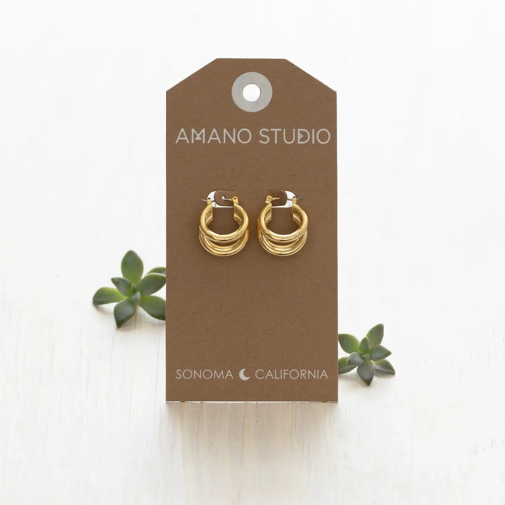 Amano Studio Earrings Vintage Style Triple Hoop Earring