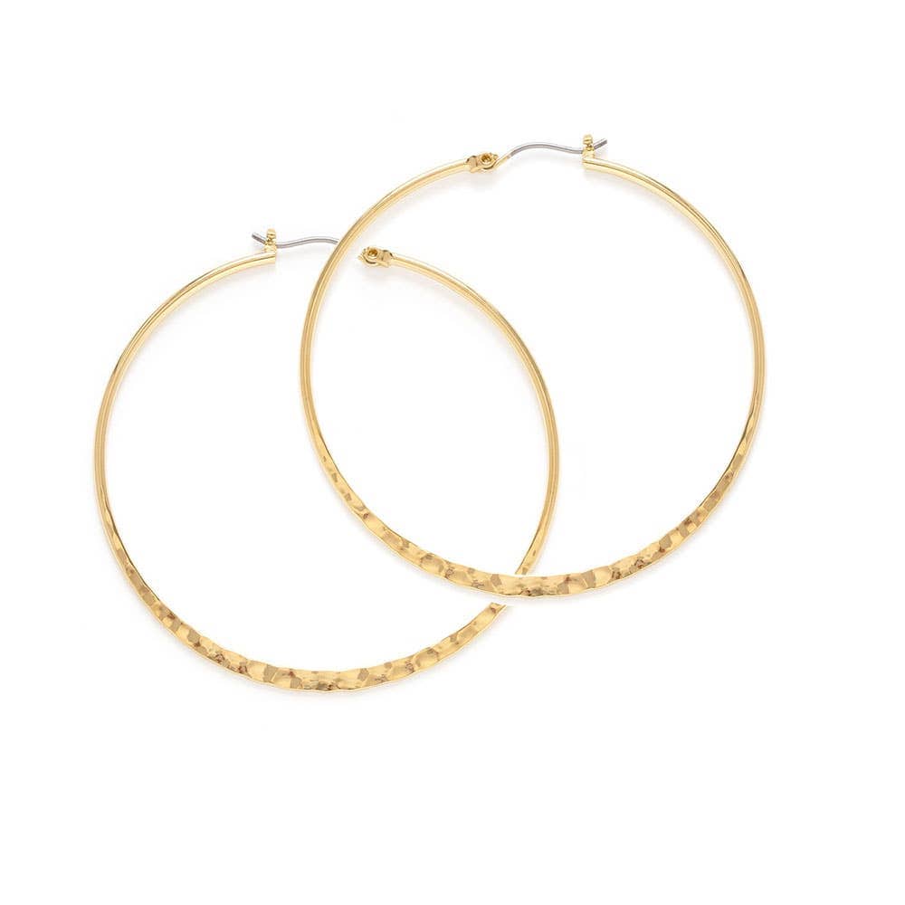 Amano Studio Earrings Yellow Gold 1.5" Hammered Hoop Earrings