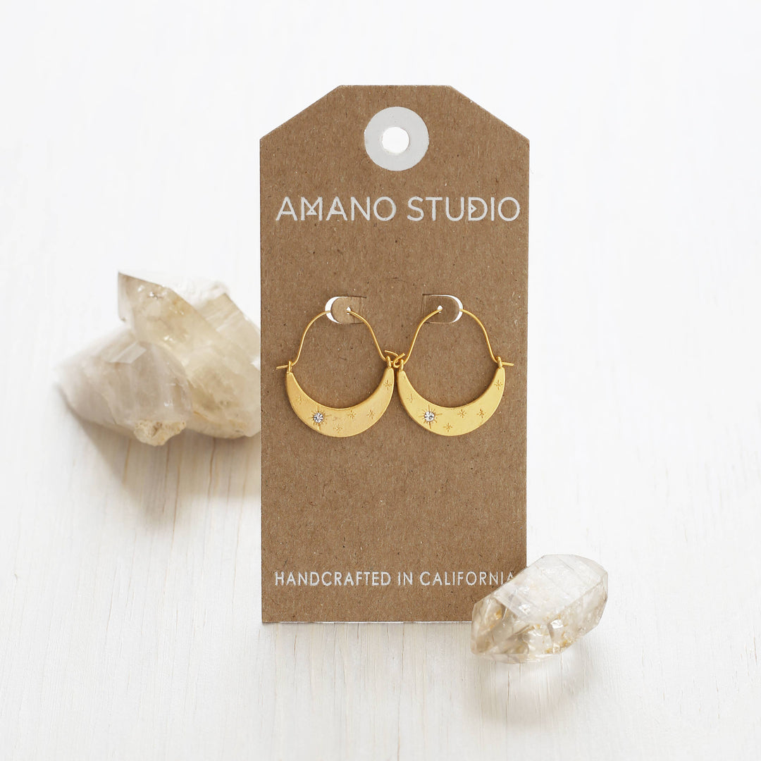 Amano Studio Fashion Crystal Starlight Crescent Earrings