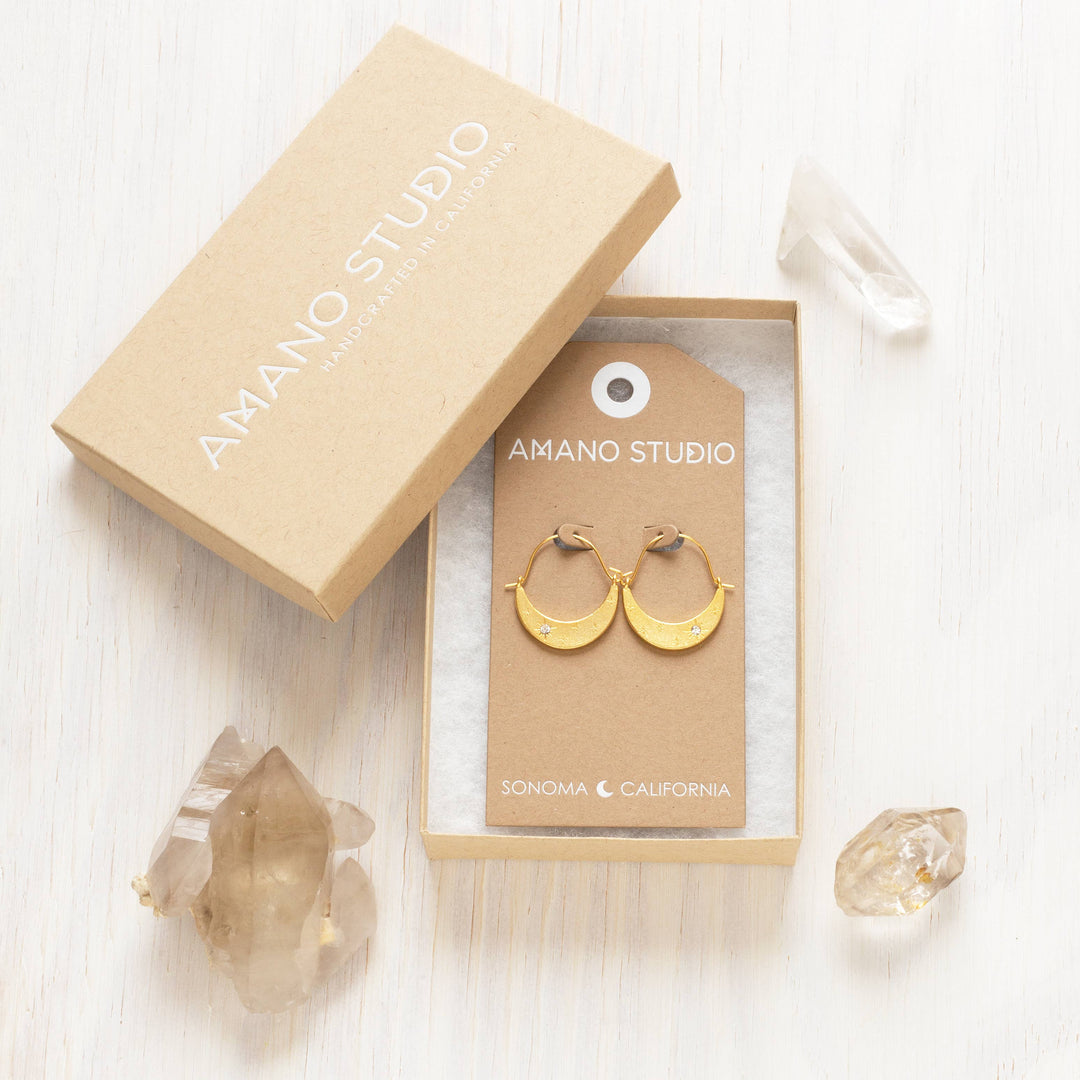 Amano Studio Fashion Crystal Starlight Crescent Earrings