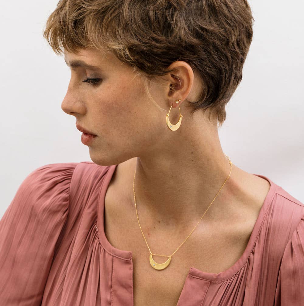 Amano Studio Fashion Crystal Starlight Crescent Earrings