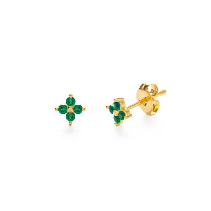 Amano Studio Fashion Emerald Green Crystal Flower Stud Earrings
