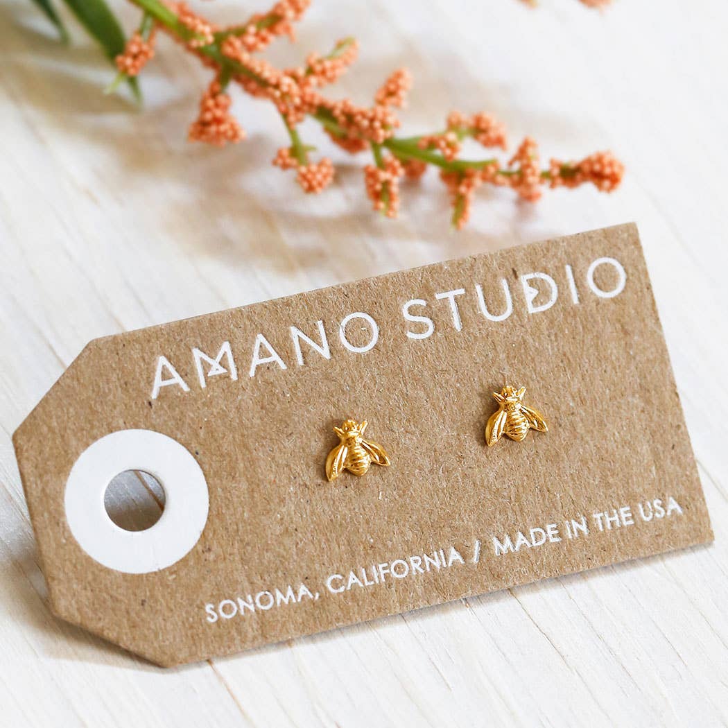 Amano Studio Fashion Honey Bee Studs: Gold Plated