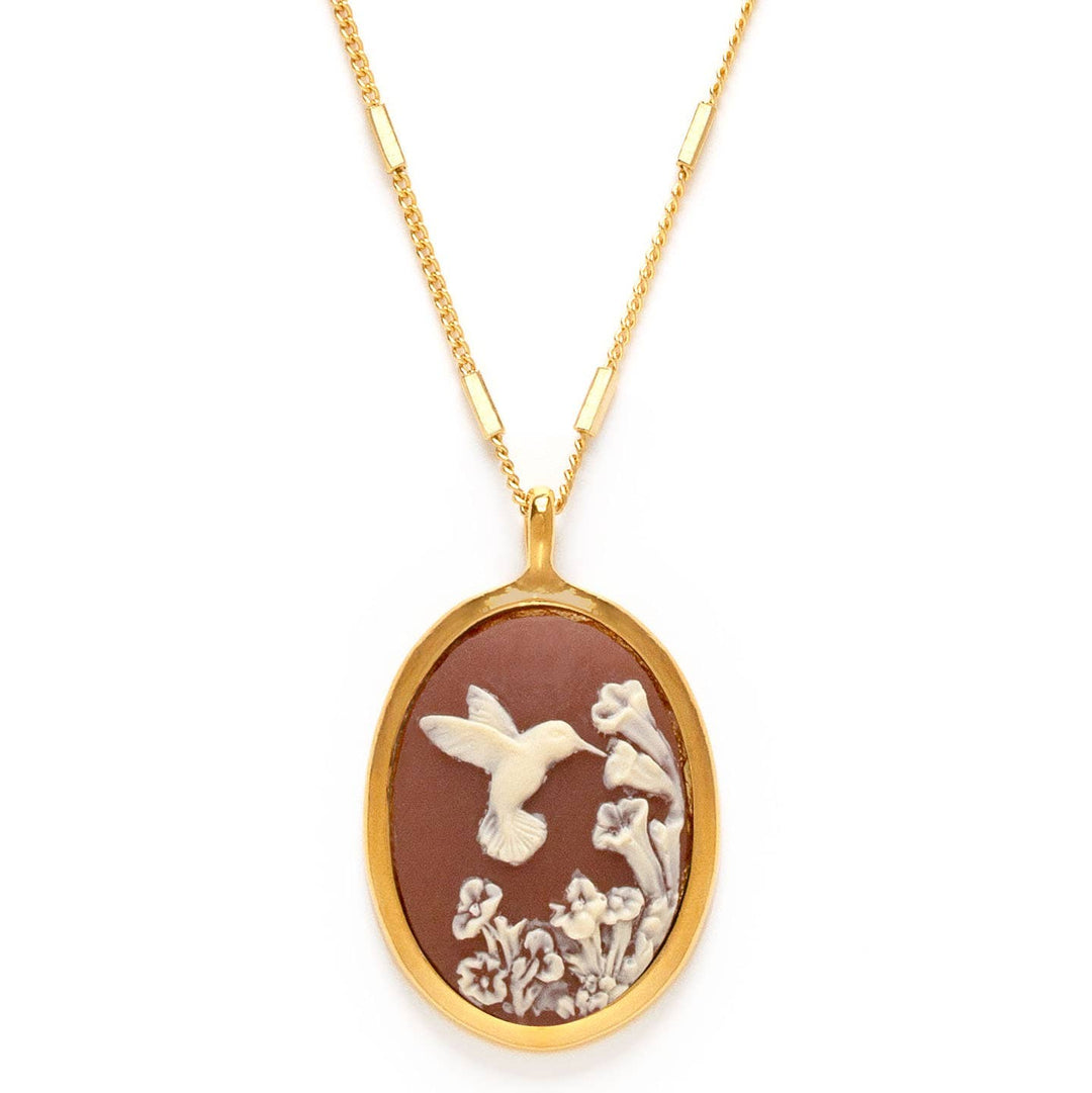 Amano Studio Fashion Hummingbird Vintage Cameo Necklace