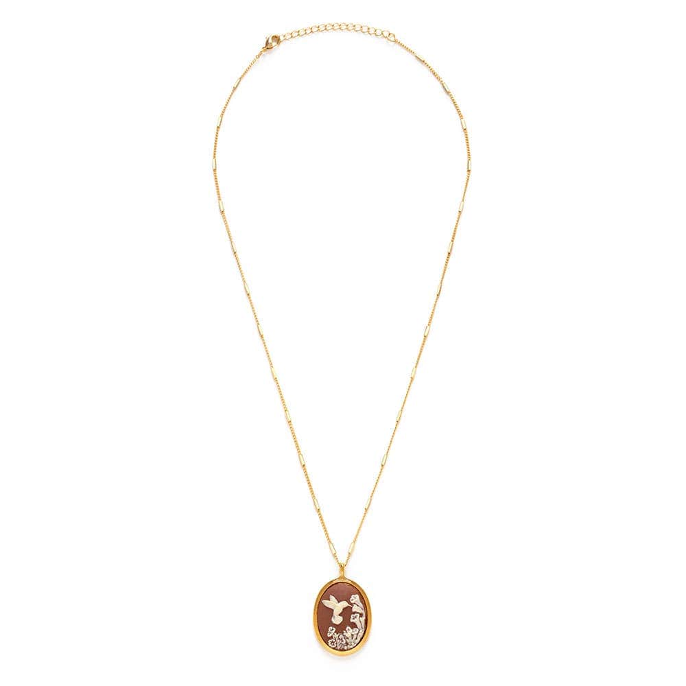 Amano Studio Fashion Hummingbird Vintage Cameo Necklace