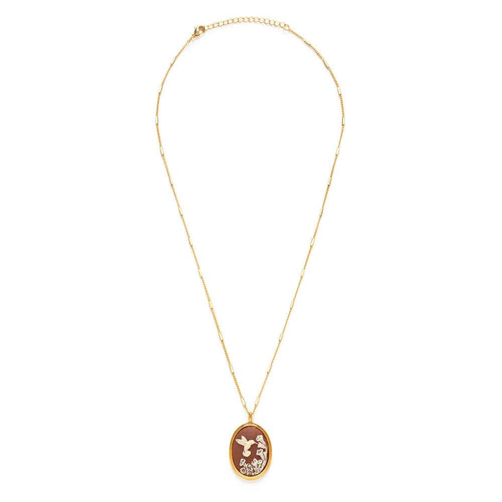 Amano Studio Fashion Hummingbird Vintage Cameo Necklace