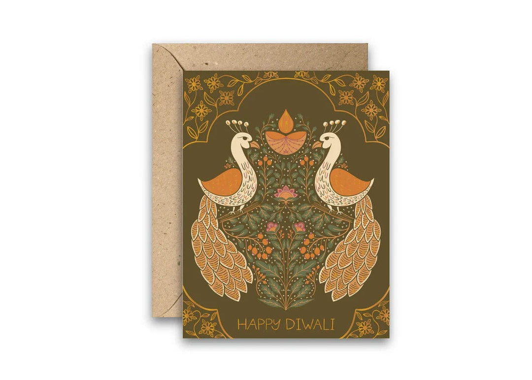 Amicreative Greeting Card Diwali Birds Gold Foil Greeting Card