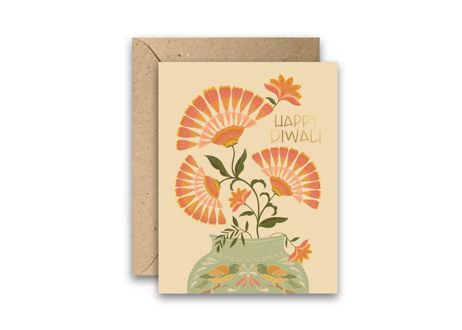 Amicreative Greeting Card Diwali Bouquet Gold Foil Greeting Card