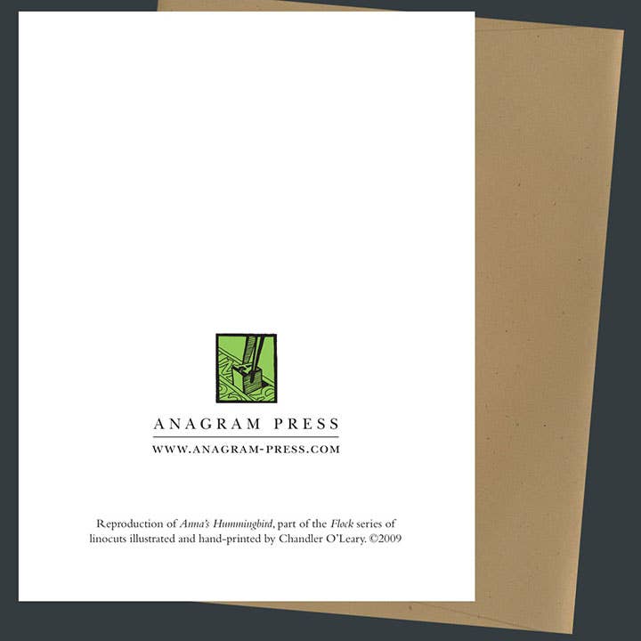 Anagram Press Cards Individual Anna's Hummingbird Card