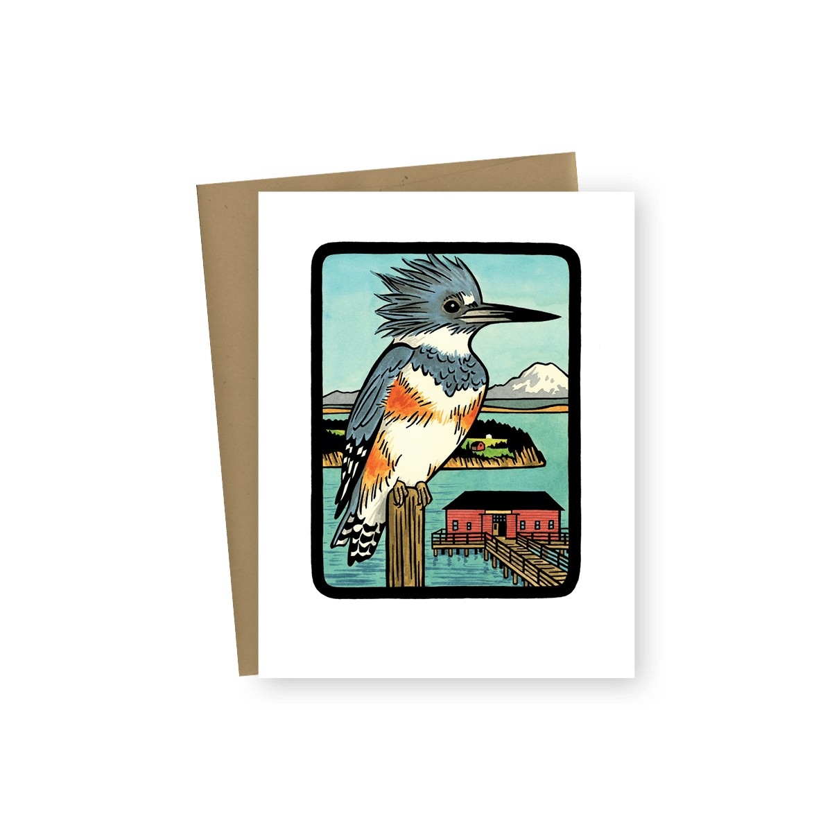 Anagram Press Cards Individual Belted Kingfisher Card