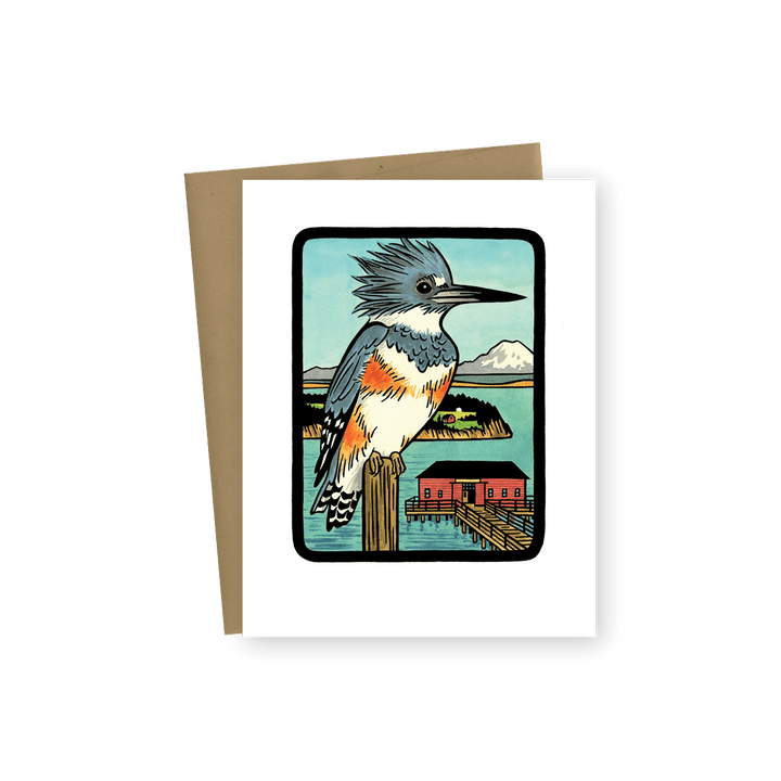 Anagram Press Cards Individual Belted Kingfisher Card