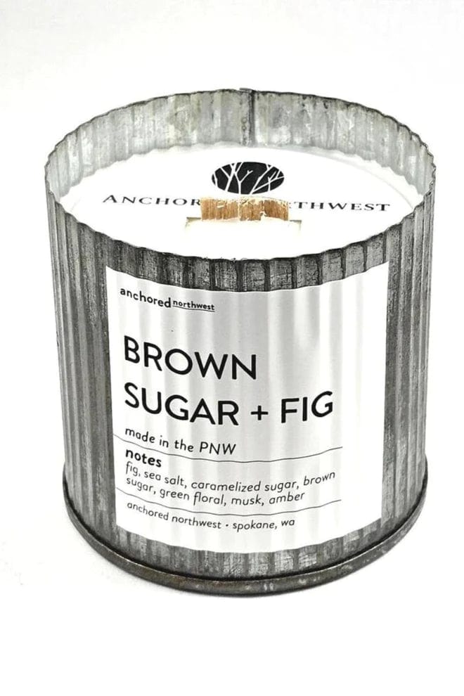 Anchored Northwest Candle Brown Sugar + Fig Wood Wick Soy Candle