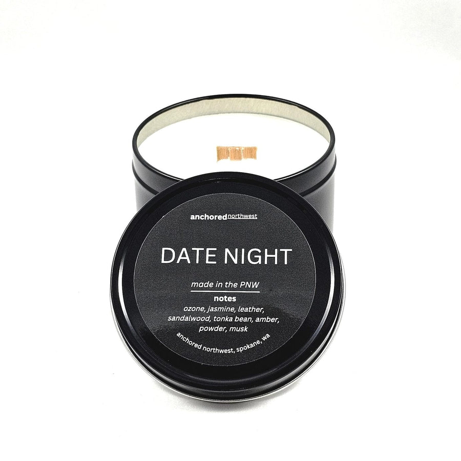 Anchored Northwest Candle Date Night Wood Wick Black Soy Candle