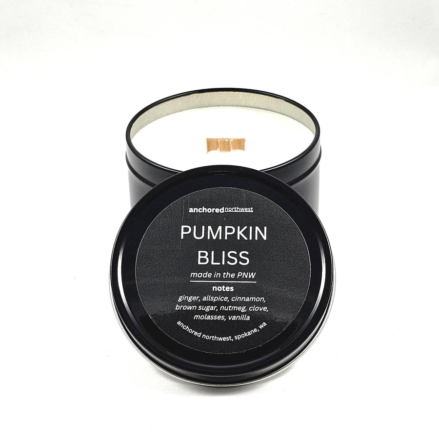 Anchored Northwest Candle Pumpkin Bliss Travel Size Soy Candle in Tin