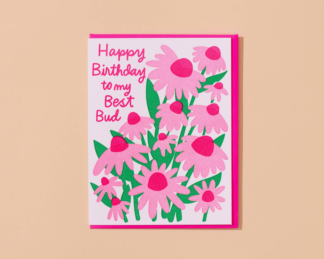 And Here We Are Cards Best Bud Bday Letterpress Birthday Card