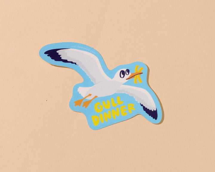 And Here We Are Cards Gull Dinner Vinyl Sticker