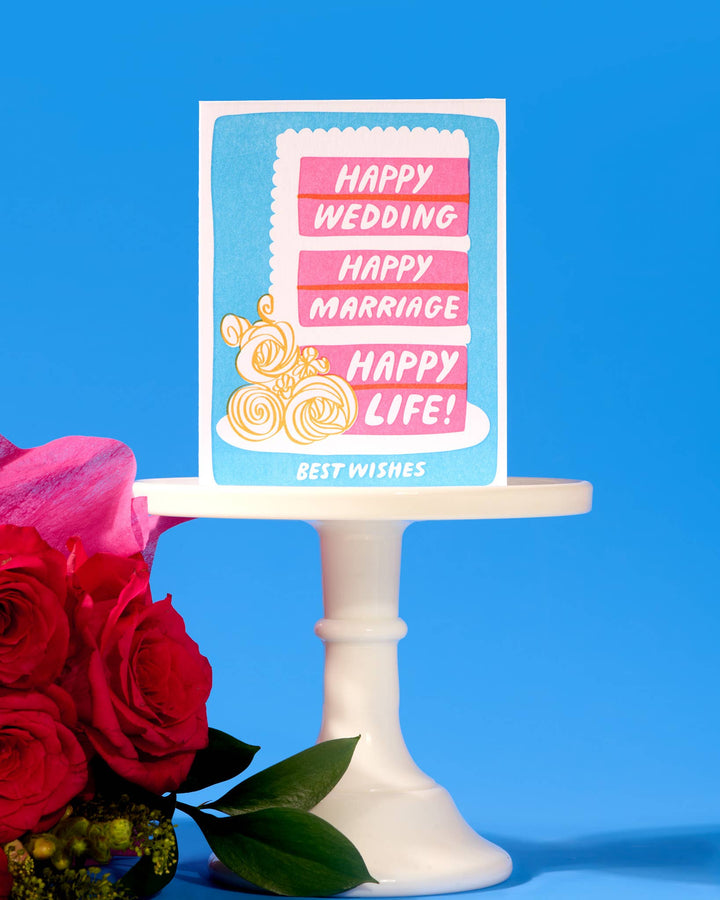 And Here We Are Cards Happy Marriage/Life Letterpress Card