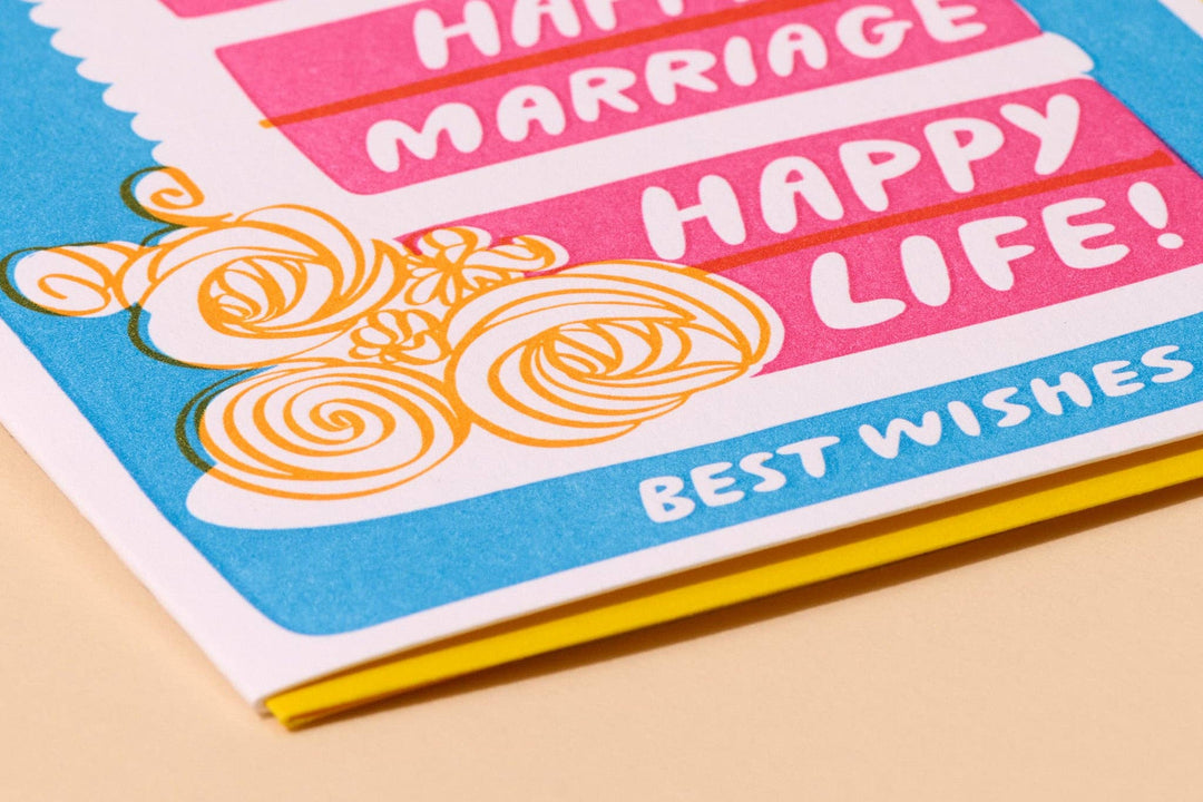 And Here We Are Cards Happy Marriage/Life Letterpress Card