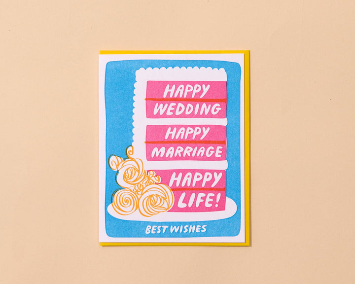 And Here We Are Cards Happy Marriage/Life Letterpress Card