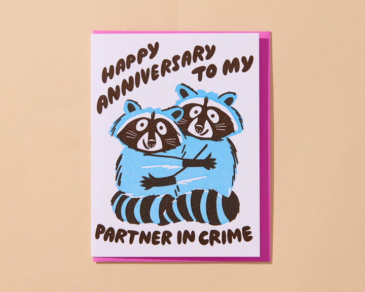 And Here We Are Cards Partners in Crime Letterpress Anniversary Card