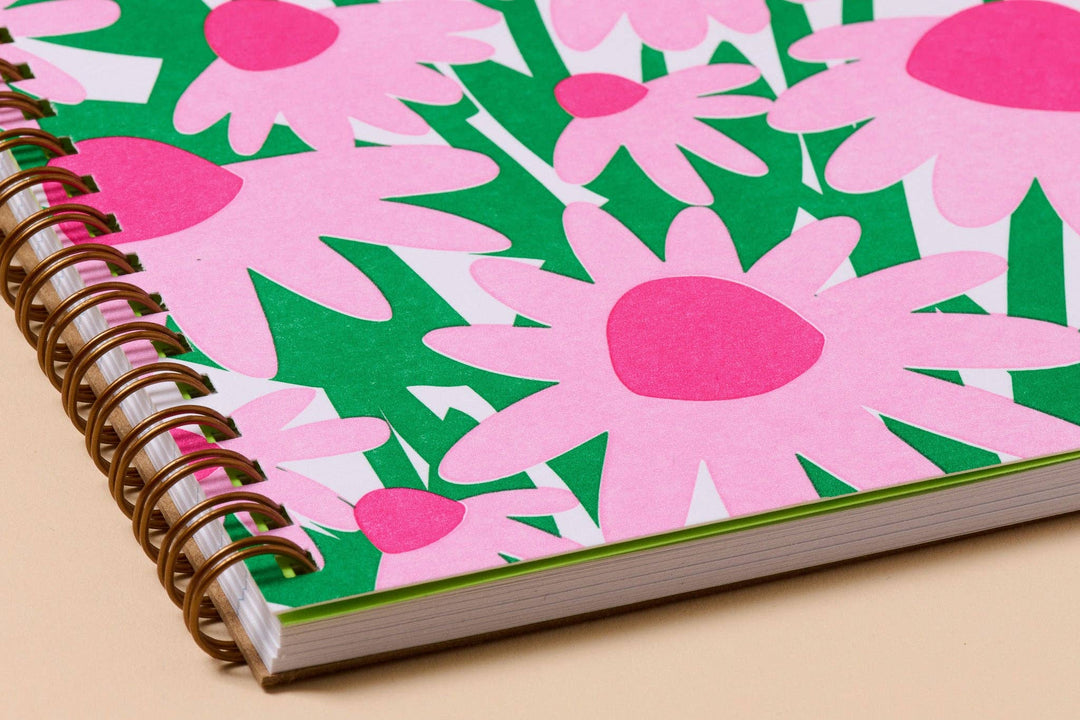 And Here We Are paper Letterpress A5 Lined Spiral Notebook—Coneflower